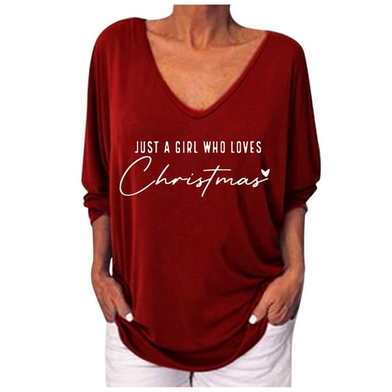 Sweaters for Women Christmas Sweaters Amusing Cute Tops Long Sleeve V Neck Sweatshirt Plus Size Tops for Women