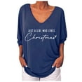 thumbnail image 1 of Sweaters for Women Christmas Sweaters Amusing Cute Tops Long Sleeve V Neck Sweatshirt Plus Size Tops for Women, 1 of 4