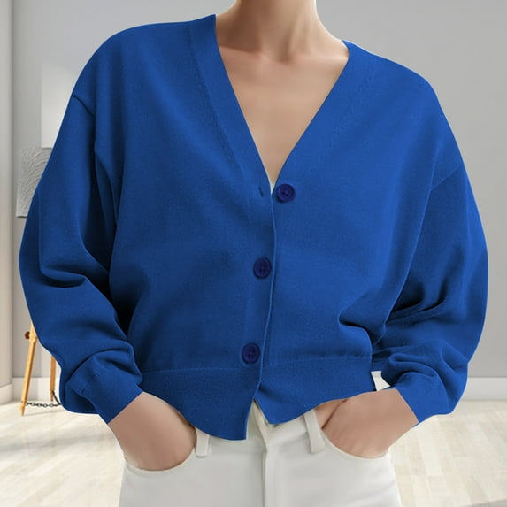 Sweaters for Women Under $15 XXL New Collar Solid Color Long Sleeved Knitted Cardigan With Loose Pockets Sweater Jacket