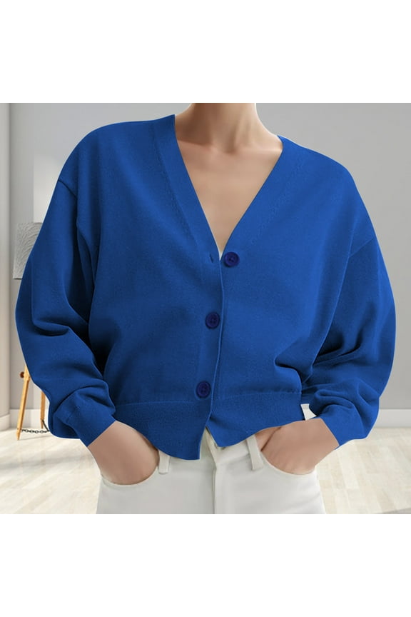 Sweaters for Women Under $15 XXL New Collar Solid Color Long Sleeved Knitted Cardigan With Loose Pockets Sweater Jacket