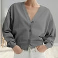 thumbnail image 1 of Sweaters for Women Under $15 XXL New Collar Solid Color Long Sleeved Knitted Cardigan With Loose Pockets Sweater Jacket, 1 of 5