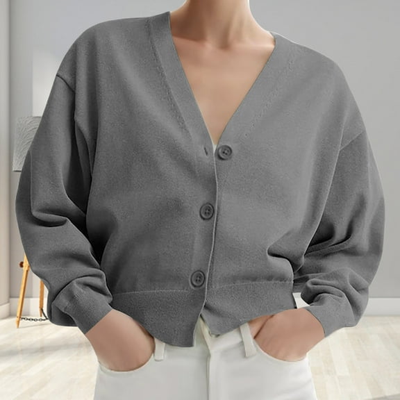 Sweaters for Women Under $15 XXL New Collar Solid Color Long Sleeved Knitted Cardigan With Loose Pockets Sweater Jacket