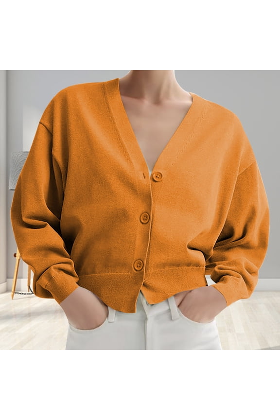 Sweaters for Women Under $15 XXL New Collar Solid Color Long Sleeved Knitted Cardigan With Loose Pockets Sweater Jacket