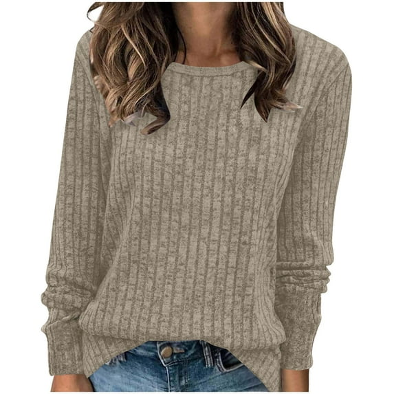 Sweaters for Women Crew Neck Casual Solid Long Sleeve Fashion Loose Winter Knit Sweater Tunic Tops