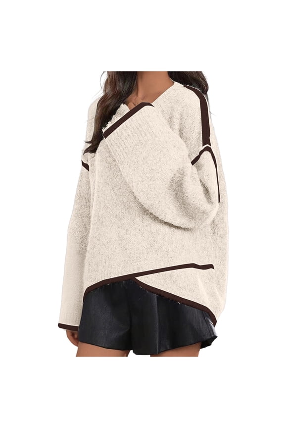 Sweaters for Women Crew Neck Long Sleeve Casual Solid Loose Fashion Pullover Sweater