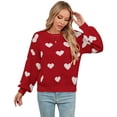 thumbnail image 1 of Sweaters for Women Crewneck Cute Heart Knitted Sweaters Winter Warm Pullover Sweaters Alsol Lamesa, 1 of 6
