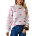 thumbnail image 1 of Sweaters for Women Crewneck Cute Heart Knitted Sweaters Winter Warm Pullover Sweaters Alsol Lamesa, 1 of 6