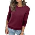 thumbnail image 1 of Cotton Sweaters for Women Lightweight Crewneck Ribbed Knit Long Sleeve Pullover Sweater 2025 S-2XL, 1 of 9