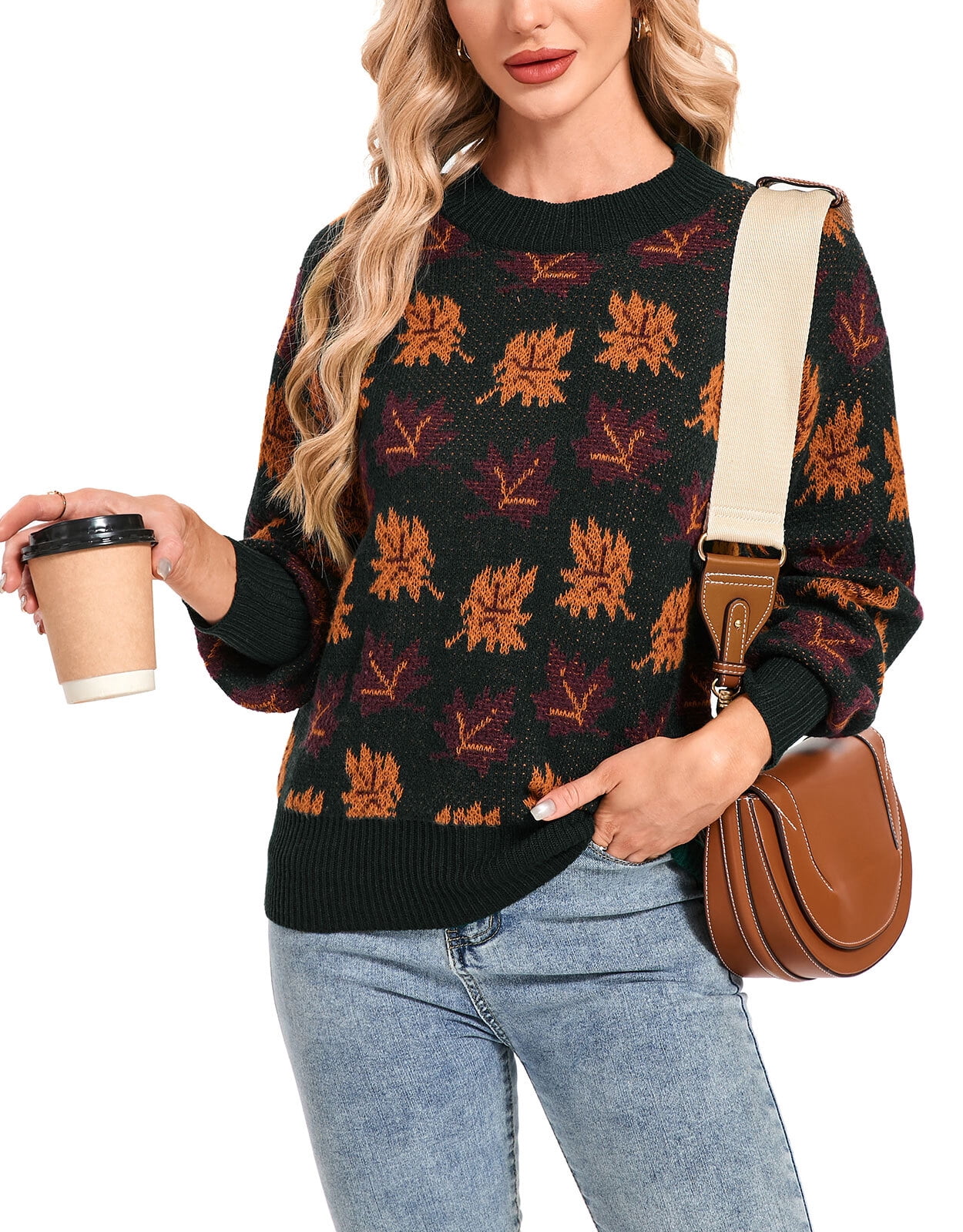 Women's Autumn Maple Leaf Pullover Sweater