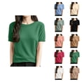 thumbnail image 1 of Sweaters for Women Cropped Pullover Off Shoulder Casual Y2K Trendy Look Women's Wool Blend Summer Fall Tops Lightweight Business Casual Blouses, 1 of 5