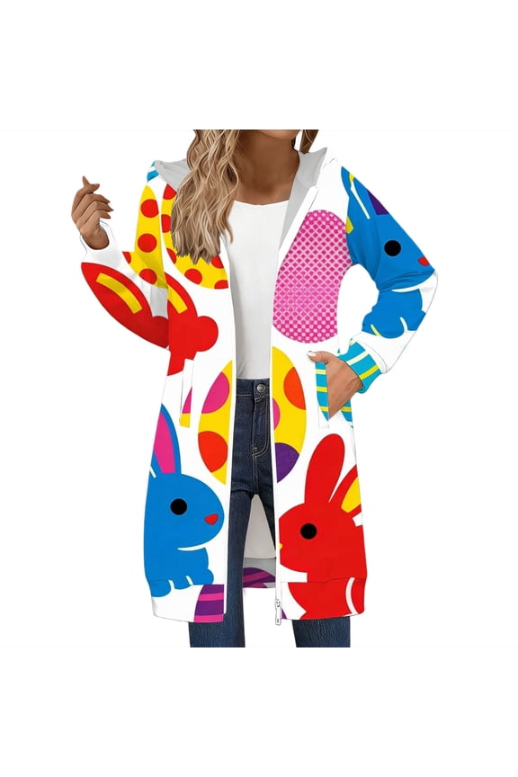 Sweaters for Women Easter Cute Fun Print Long Sleeve Comfort Casual Pullover Hooded Sweatshirt Colorful Xl