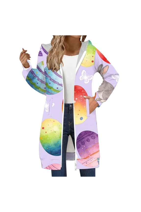 Sweaters for Women Easter Cute Fun Print Long Sleeve Comfort Casual Pullover Hooded Sweatshirt Multicolor 2Xl