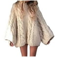 thumbnail image 1 of Sweaters for Women Fall Clothes Women's Crewneck Flared Sleeve Knitted Loose Sweater, 1 of 4