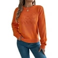 thumbnail image 1 of Sweaters for Women Fall Fashion 2025 Trendy Long Sleeve Pullover Lantern Knit Sweater Tops Orange Color L, 1 of 8