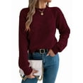 thumbnail image 1 of Sweaters for Women Fall Fashion 2025 Trendy Long Sleeve Pullover Lantern Knit Sweater Tops Wine Red M, 1 of 8