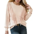 thumbnail image 1 of Sweaters for Women Fall Outfits for Women Women's Casual Crewneck Fringe Tassel Knitted Pullover Sweater Tops, 1 of 5