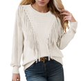 thumbnail image 1 of Sweaters for Women Fall Outfits for Women Women's Casual Crewneck Fringe Tassel Knitted Pullover Sweater Tops, 1 of 5