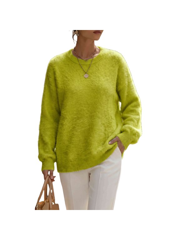 Sweaters for Women Fall Oversized Wool Blend Pullover, L