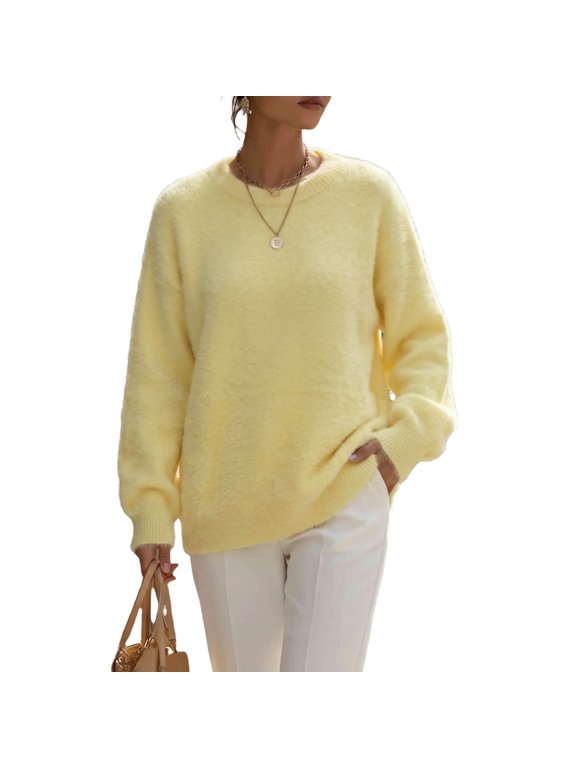 Sweaters for Women Fall Oversized Wool Blend Pullover, M