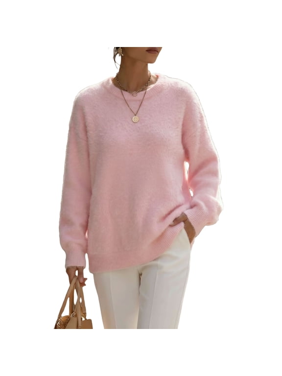 Sweaters for Women Fall Oversized Wool Blend Pullover, S