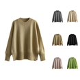 thumbnail image 1 of Sweaters for Women, Fall Sweaters for Women, Crewneck Solid Color Pullover, Long Sleeve Loose Thin Knit for Autumn and Winter Layering, 1 of 4