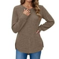 thumbnail image 1 of Sweaters for Women Fall Sweaters for Women Loose Fit Pullover Sweater With Curved Hem Casual Round Neck Top for Everyday Wear, 1 of 4