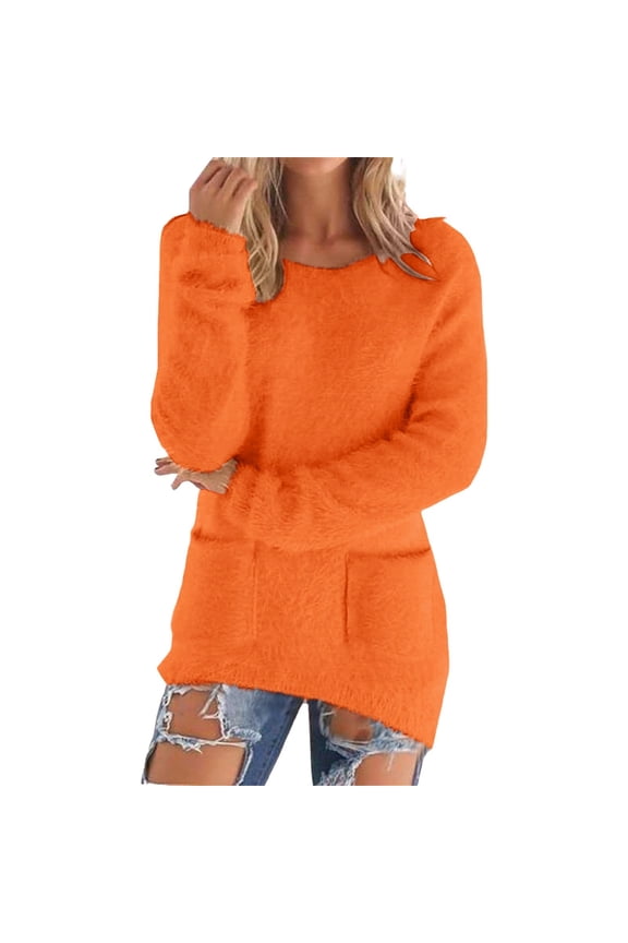 Sweaters for Women Fall and Winter Comfortable and resistant to pilling SuitableOrange XXL Womens Sweaters