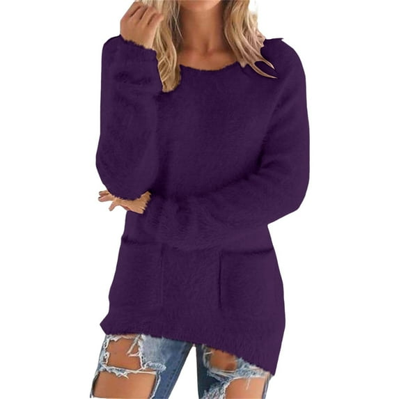 Sweaters for Women Fall and Winter Comfortable and resistant to pilling SuitablePurple XXL Womens Sweaters