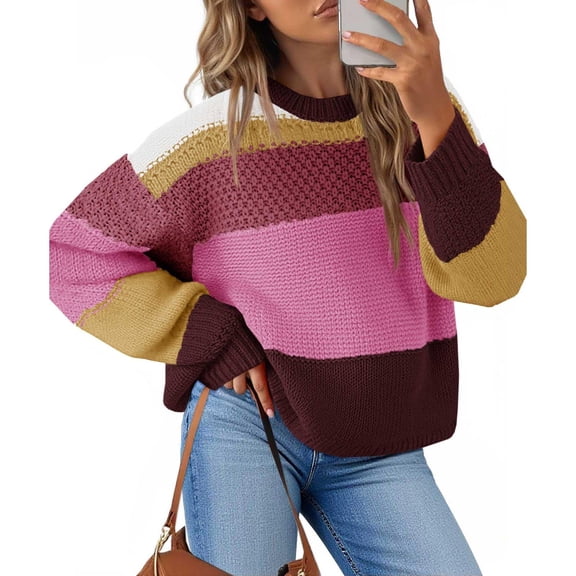 Sweaters for Women Fall and Winter Comfortable and resistant to pilling SuitableRed L Womens Sweaters