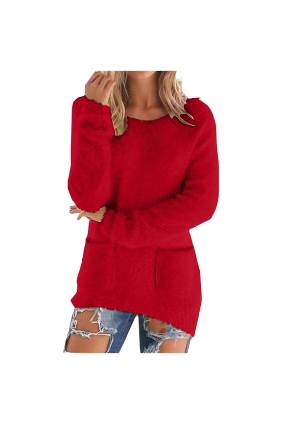 Sweaters for Women Fall and Winter Comfortable and resistant to pilling SuitableRed S Womens Sweaters