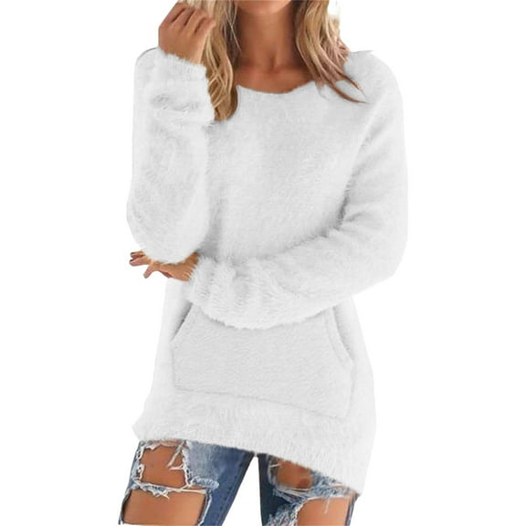 Sweaters for Women Fall and Winter Comfortable and resistant to pilling SuitableWhite XL Womens Sweaters