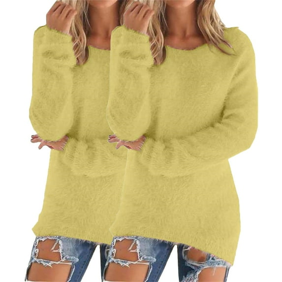 Sweaters for Women Fall and Winter Comfortable and resistant to pilling SuitableYellow L Womens Sweaters