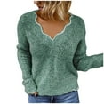 thumbnail image 1 of Sweaters for Women Fashion Casual Slim Fit Long Sleeve Stripe V-neck Knitted Sweater Tops, 1 of 6