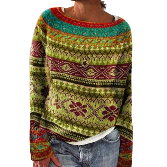 Sweaters for Women Fashion Colorblock Drop Shoulder Loose Casual Long Sleeve Knitted Pullover Tops