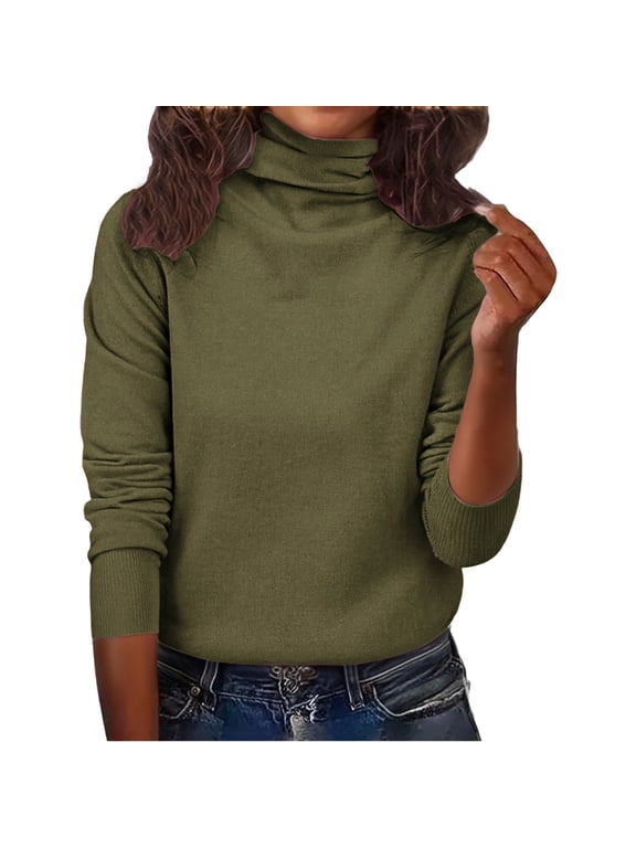 Sweaters for Women Fashion Turtleneck Slim Fit Long Sleeve Pullover Fall Winter Base Layer Knit Tops