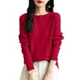 thumbnail image 1 of Sweaters for Women Half Crewneck Long Sleeve Jumper Knitted Pullover Warm Sweater Tops Red XL, 1 of 4