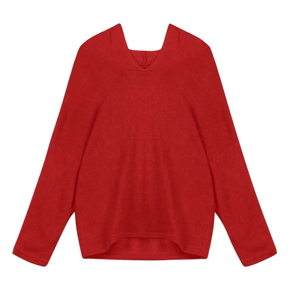 Sweaters for Women Hemlock Fashion Loose Large Size Solid Color Hood Long Sleeves Sweater Tops Sweater