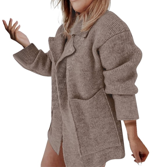 Sweaters for Women Hemlock New European And American Street Suit Collar Large Pocket Loose Knitted Cardigan Sweater Coat Sweater