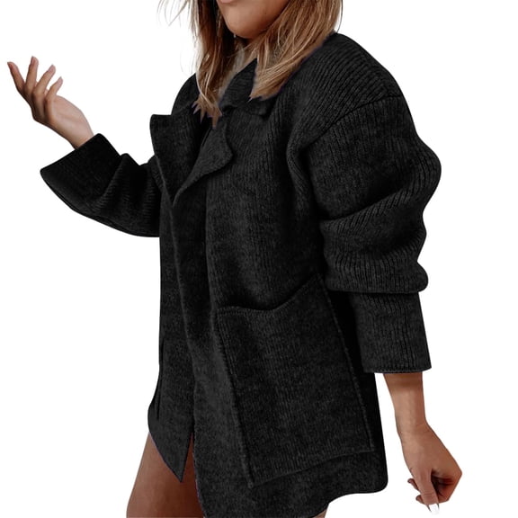 Sweaters for Women Hemlock New European And American Street Suit Collar Large Pocket Loose Knitted Cardigan Sweater Coat Sweater