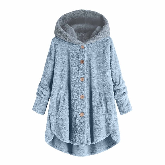 Sweaters for Women Hemlock Plus Size Button Plush Tops Hooded Loose Cardigan Cotton Coat Winter Jacket Sweater