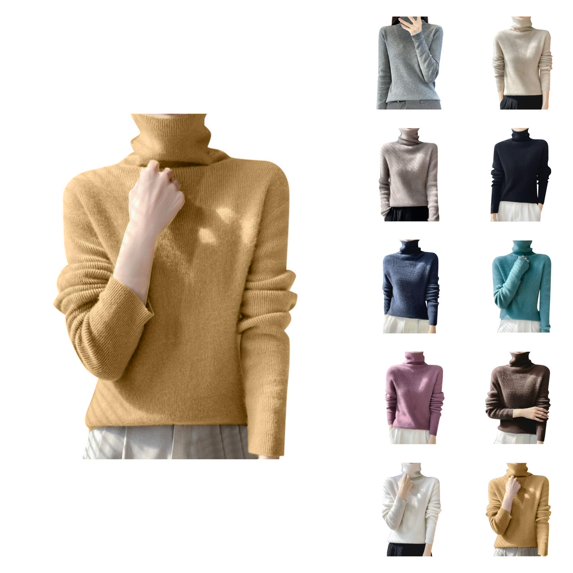 Sweaters for Women, High Collar Sweaters for Women, Soft Pile Slim Fit, Solid Color Autumn Winter Top