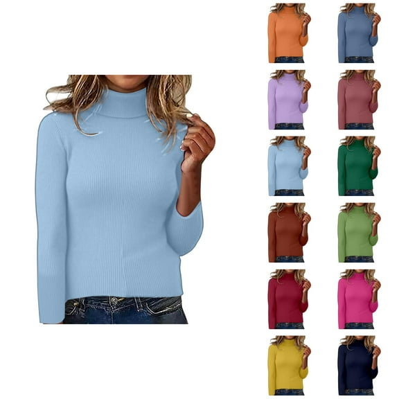 Sweaters for Women High Neck Knit Pullover Soft Slim Fit Warm Long Sleeve Casual Turtleneck Top for Fall Winter Clothing