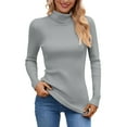 thumbnail image 1 of Sweaters for Women,High Neck Pullover Soft Turtleneck Top Warm Knit Blouse Comfortable Long Sleeve Shirt For Winter,Womens Sweaters,Grey,ONE SIZE, 1 of 5