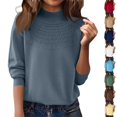 thumbnail image 1 of Sweaters for Women Knitted Crew Neck Long Sleeve Comfy Sweater Casual Trendy Dressy Wear Tops Outdoor Fall Pullover Dark Gray 2XL, 1 of 6