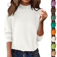 thumbnail image 1 of Sweaters for Women Knitted Crew Neck Long Sleeve Comfy Sweater Casual Trendy Dressy Wear Tops Outdoor Fall Pullover White XL, 1 of 6