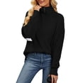 thumbnail image 1 of Sweaters for Women Lapel Mock Neck Quarter Zip Sweaters Elbow Heart Patch Pullover Sweaters with Side Split Shermie, 1 of 6