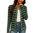 thumbnail image 1 of Sweaters for Women Lightweight Fall Winter Striped Knit Cardigan Long Sleeve Button Up Blouses for Women,Army Green,L, 1 of 4