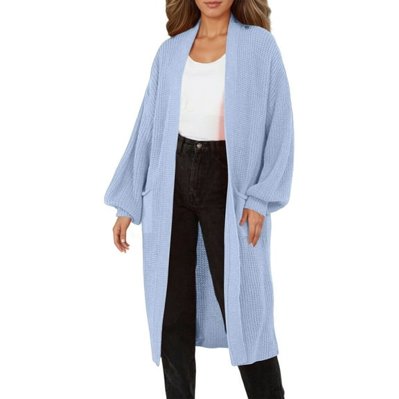 Sweaters for Women Lightweight Long Knitted Cardigan With Pockets Plus Size Fall Womens Tops,Blue,3XL