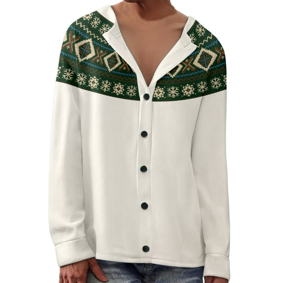 Sweaters for Women Lightweight Retro Christmas Fair Isle Knitted Ethnic Printed Cardigan Button Plus Size Womens Tops
