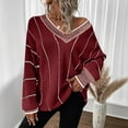 thumbnail image 1 of Sweaters for Women Long Sleeve Cardigan Knit V-Neck Solid Color Sweater Coat Womens Sweaters Plus Size Wine XL, 1 of 4